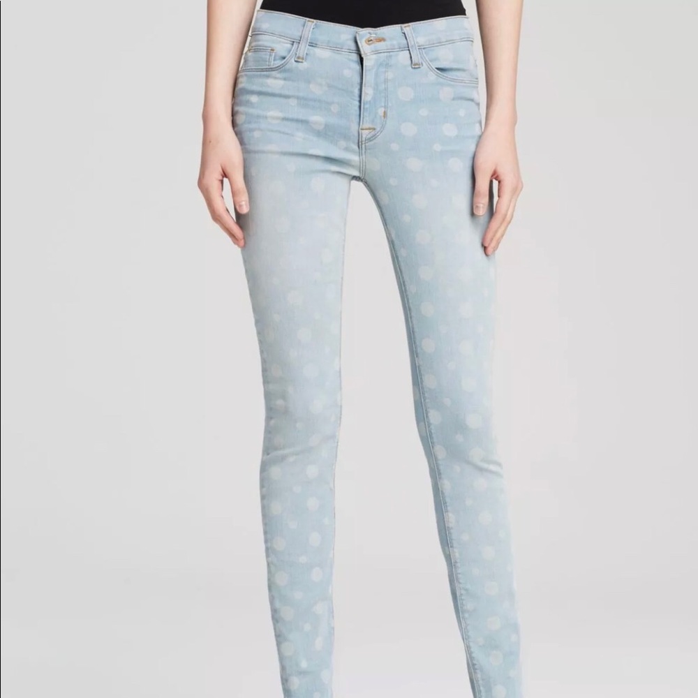 Hudson Light Blue Wash Cotton Polka Dot Nico jeans 28